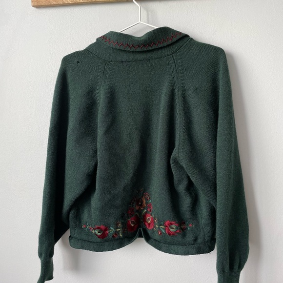 ALFRED SUNG VINTAGE EMBROIDERED 100% WOOL CARDIGAN SIZE SMALL DESIGNER VINTAGE - Picture 3 of 10